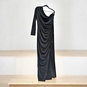 Black Long‎ Sleeve Asymmetrical Cocktail Gown